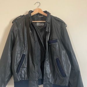 Vintage 80s Members Only Brown Leather Cafe Racer jacket Size 44 regular